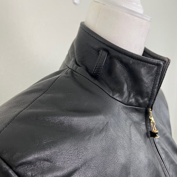 St. John Sport By Marie Gray SZ 6 Black Leather Jacket Removable Fringe Collar - Picture 8 of 16